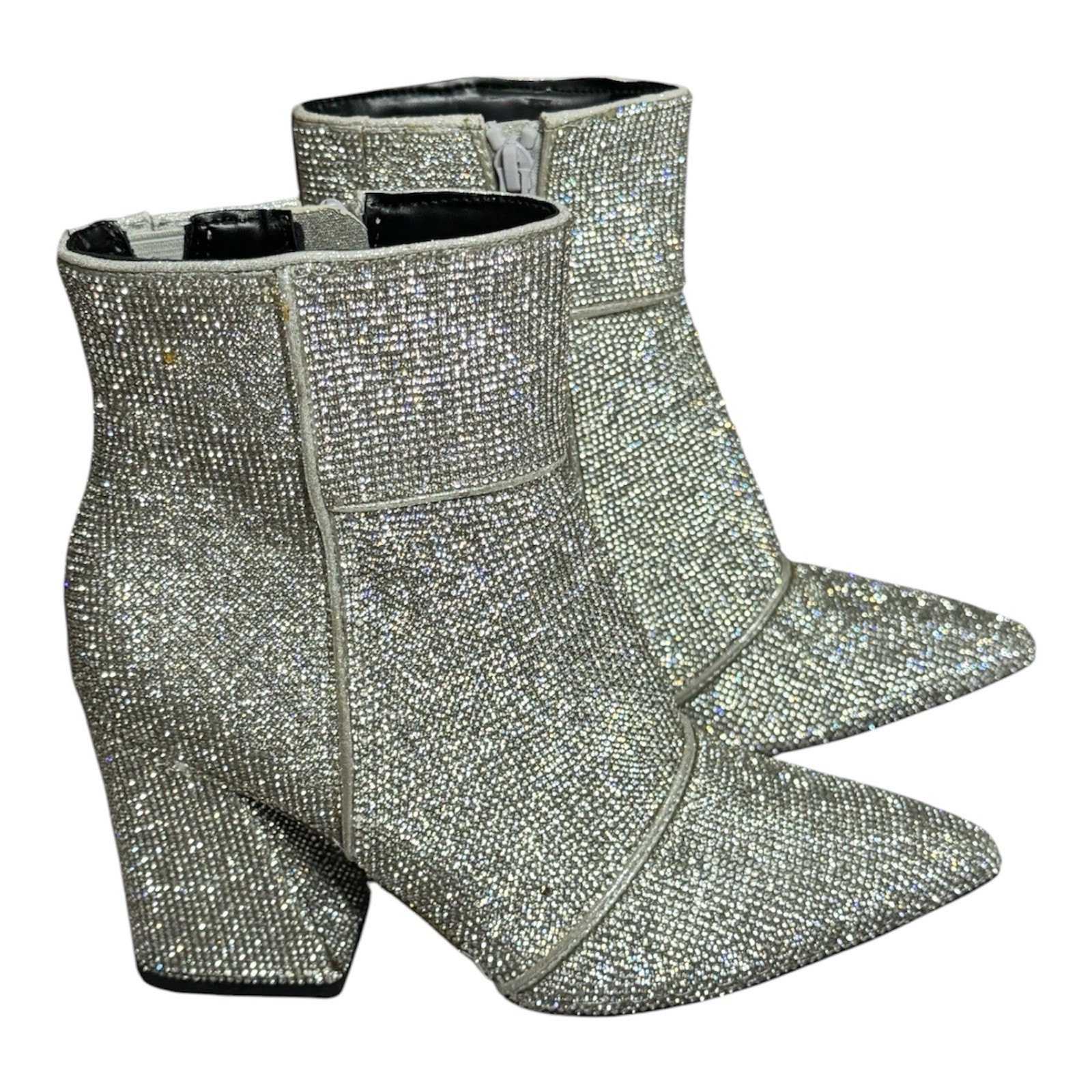 A New Day Rhinestone Sparkle Ankle Boots Block Heel Size 6 Worn Once!