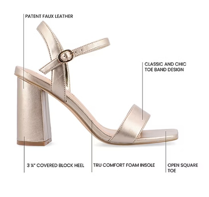 Journee Collection Women’s Size 7 Tivona Block Heel Dress Sandals, Gold
