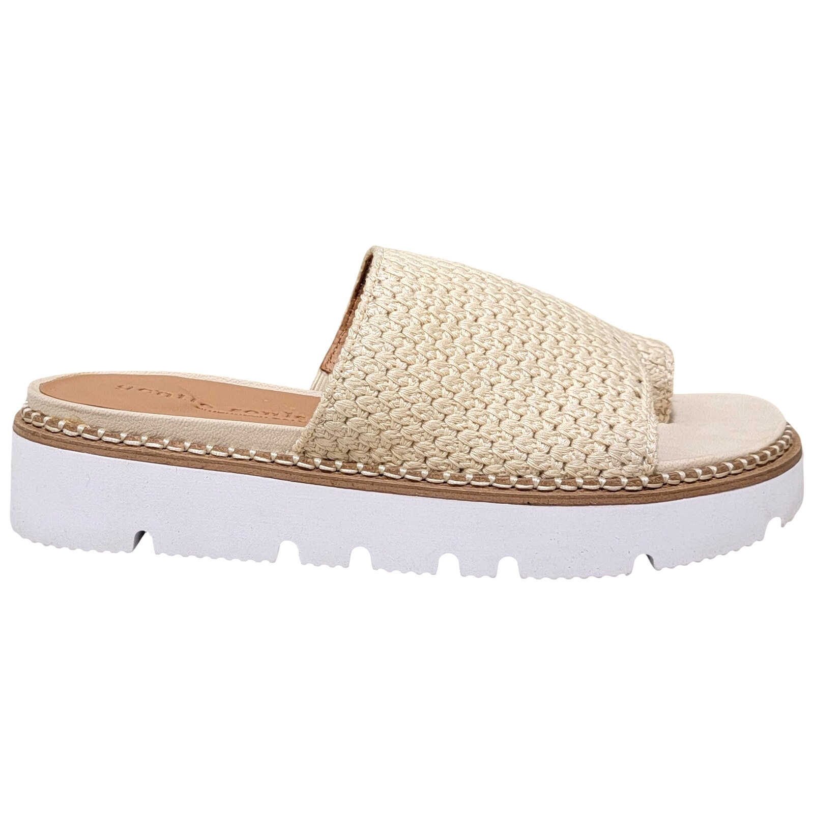 Gentle Souls Women Lavern Platform Slide Sandals Size US 9M Cream Knit Fabric