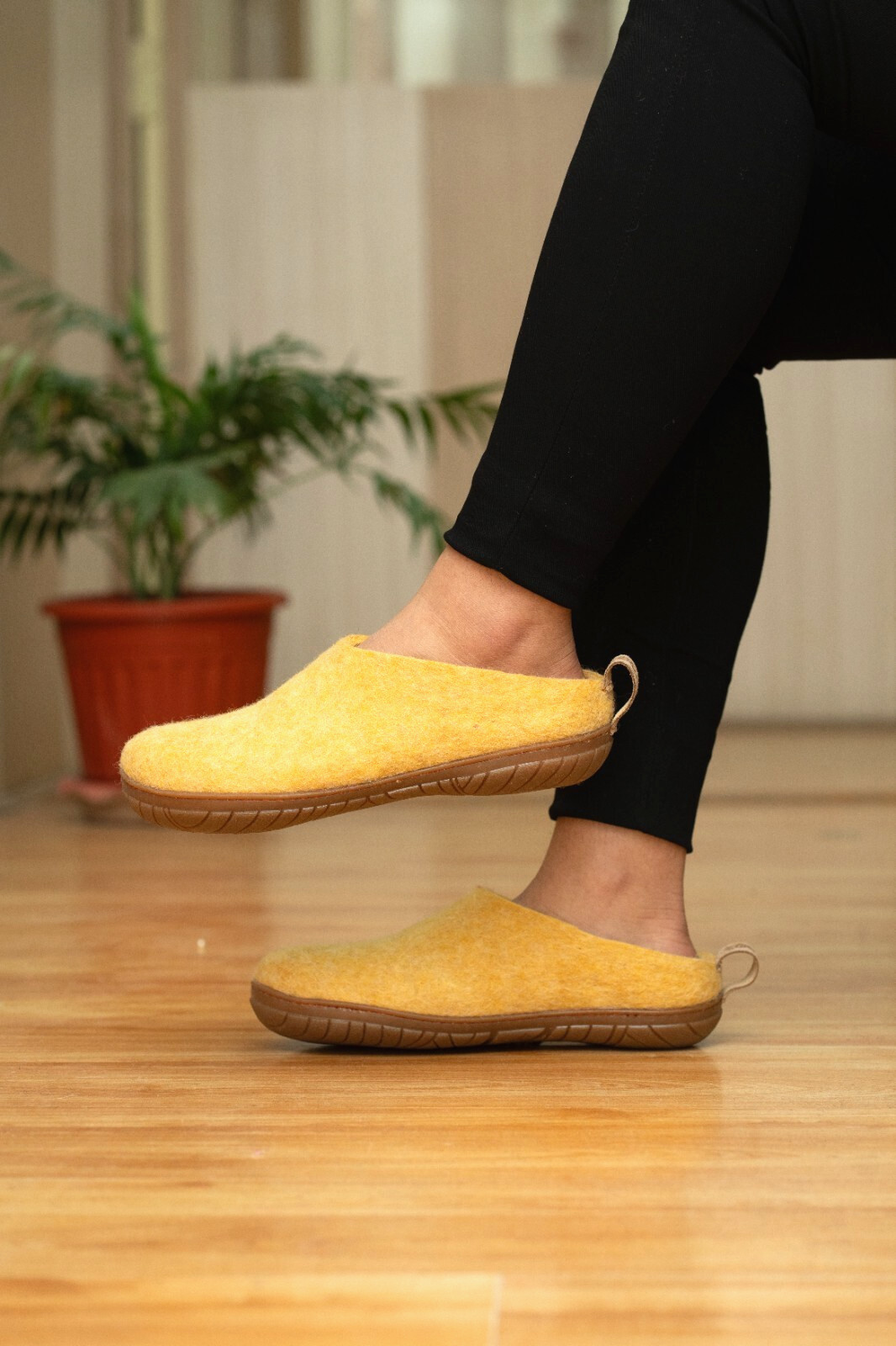 Mustard Outdoor Open Heel Slippers with Durable Rubber Sole for Everyday Comfort