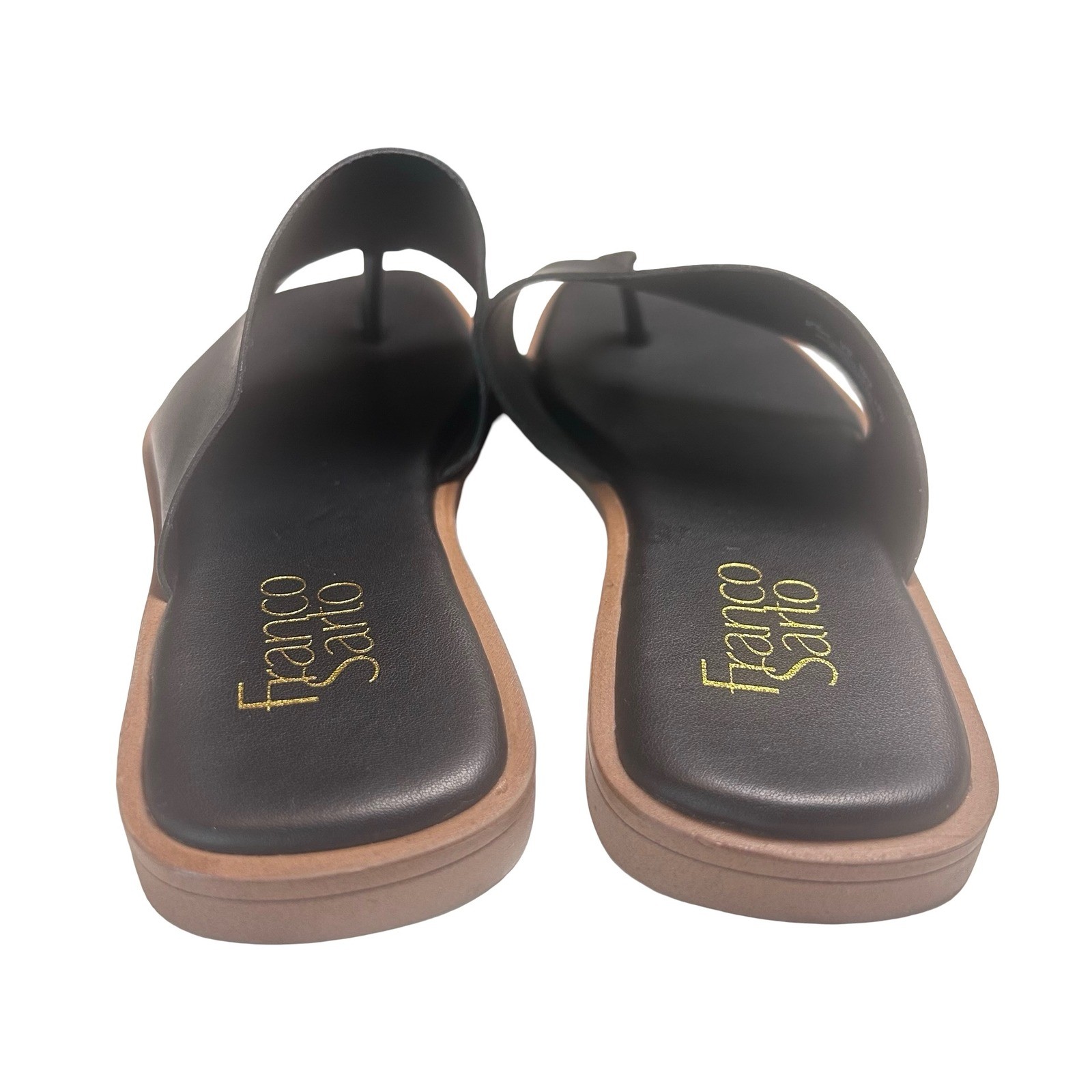 Franco Sarto Merci Leather Flat Sandals Size 6.5 Square Toe Casual Travel