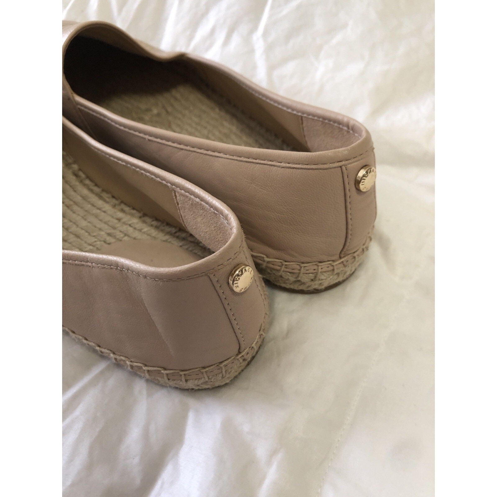 Michael Kors | SZ 8 | Ivy Pebbled Leather Espadrille Flats Pale Pink/Nude Gold