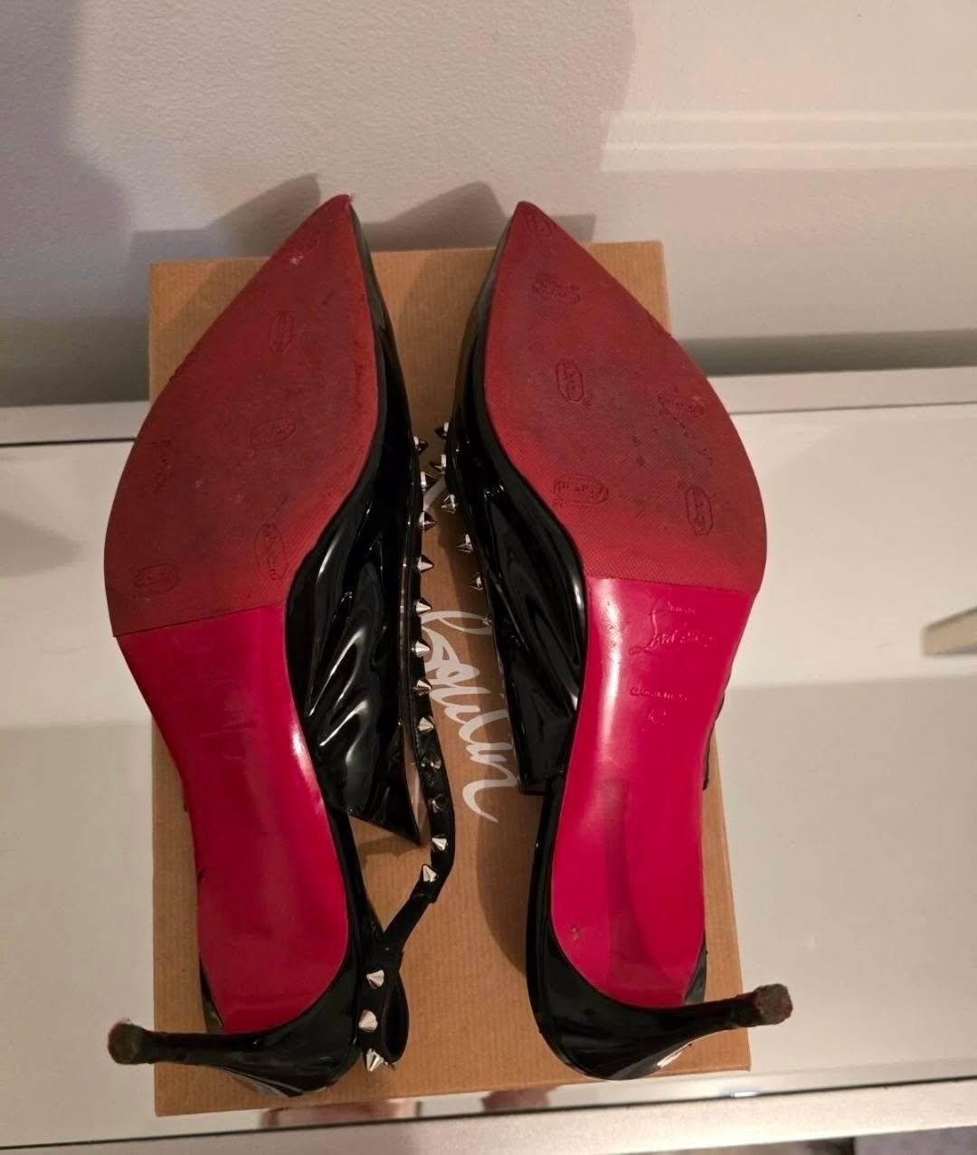 Christian Louboutin Brigandine Spike Pointed Toe Patent Leather 42 Size 10