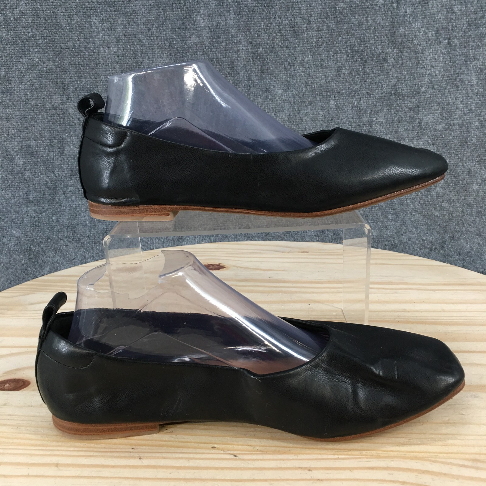 Time And Tru Shoes Womens 9 W Memory Foam Slip Ons Flats Black Faux Leather