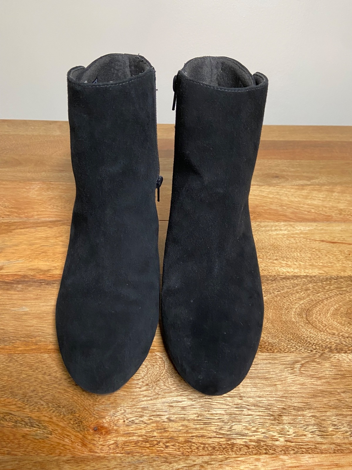 Black Suede Ankle Boots for Women. Clarks. US Size 9.5. 3 1/4 Inch Heel.