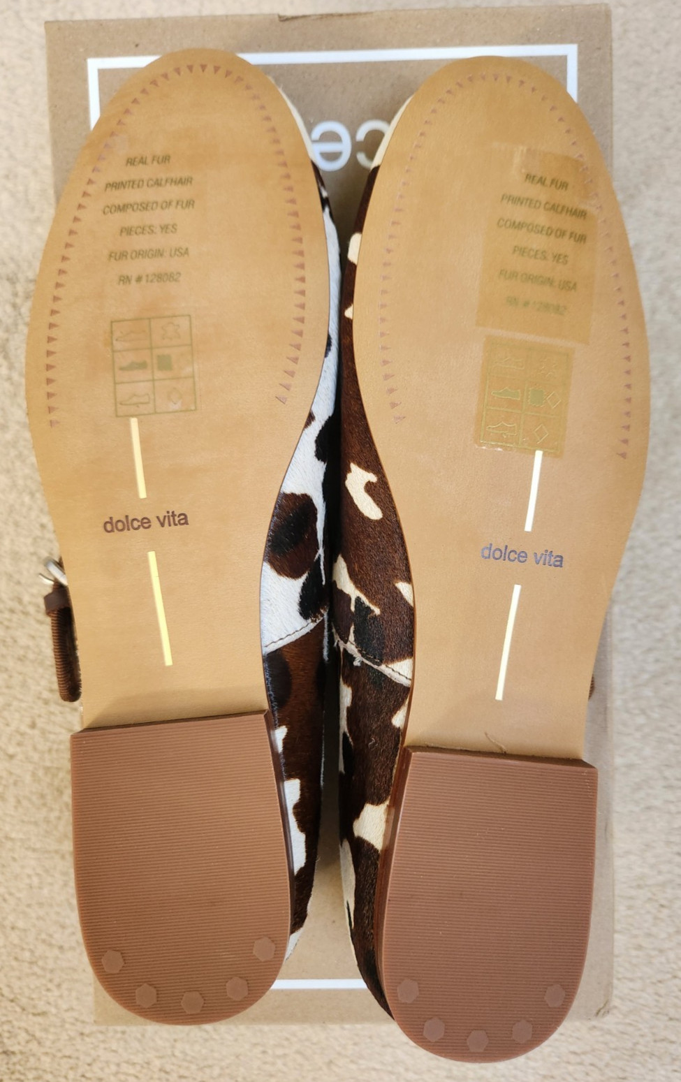 Dolce Vita Roslyn Ballet Flats Cocoa Taurus Calf Hair Real Fur Size 7.5 NIB