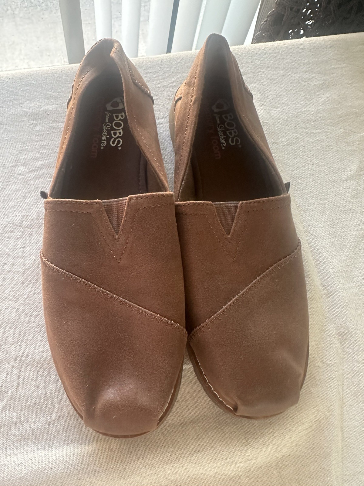 Bobs Skechers Chill Luxe Slip-on Faux Leather Brown Casual Shoes Women’s Size9.5