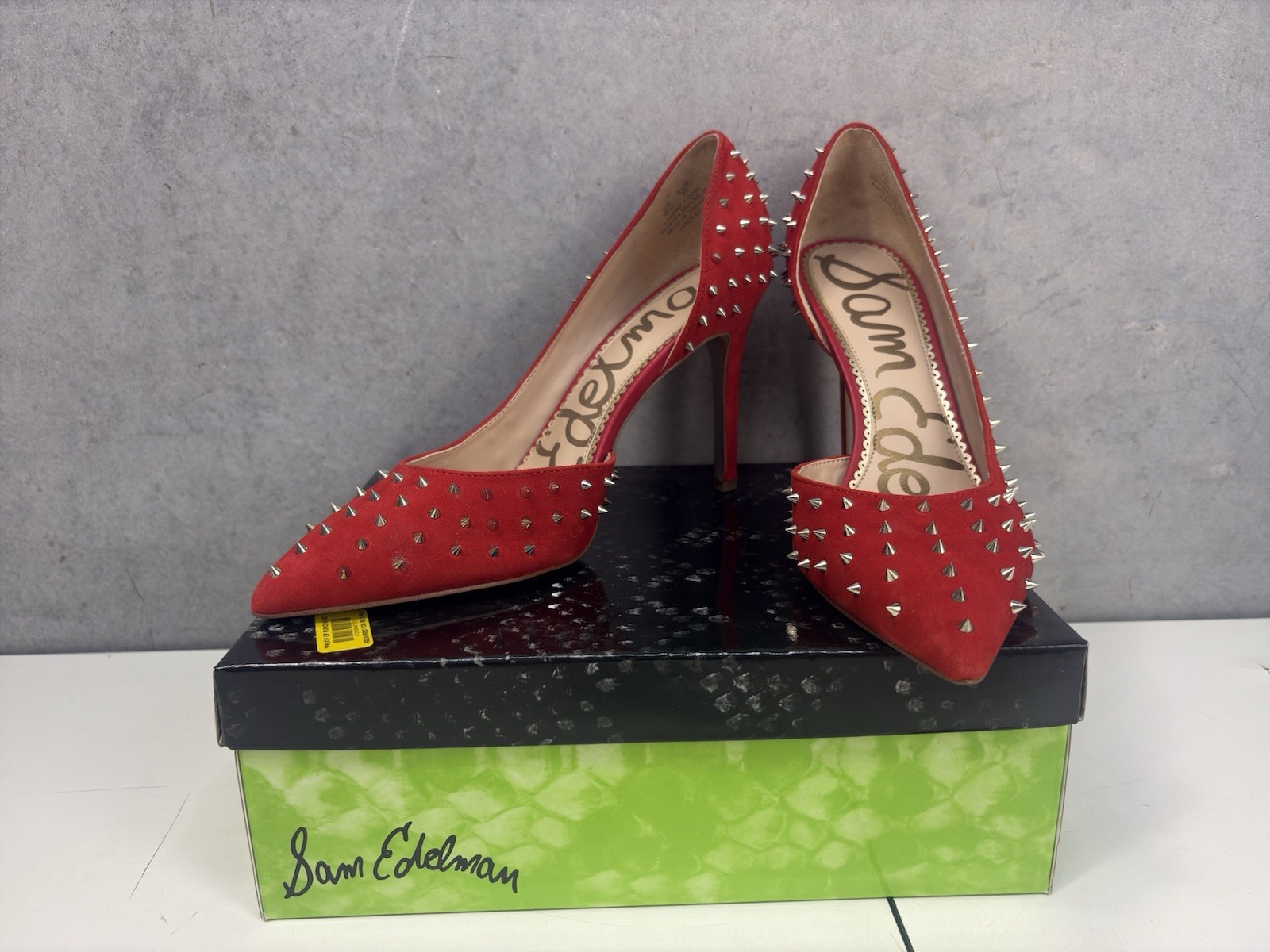 Sam Edelman Hadlee Candy Red Suede Spiked Pointed Toe Heels Pumps Womens 10 M