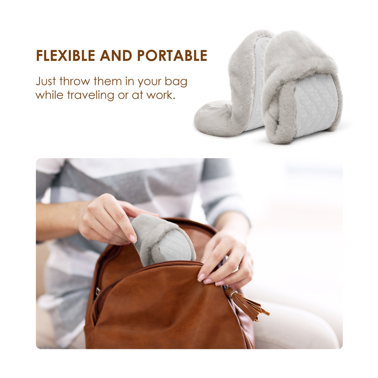 Women Slip On Ballerina Slippers Comfortable Faux Fur Slip On House Shoes