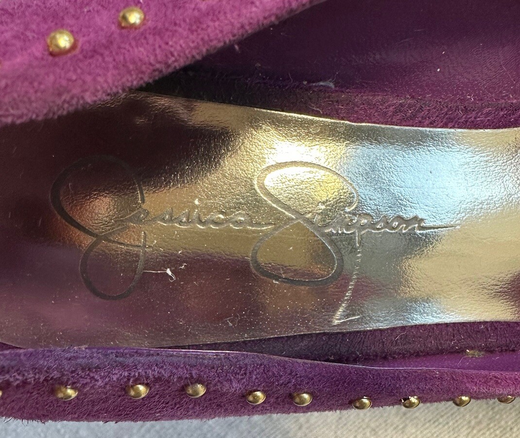 Jessica Simpson Womens Purple Suede Platform Peep Toe Pumps Sz 6.5 Pre-owned