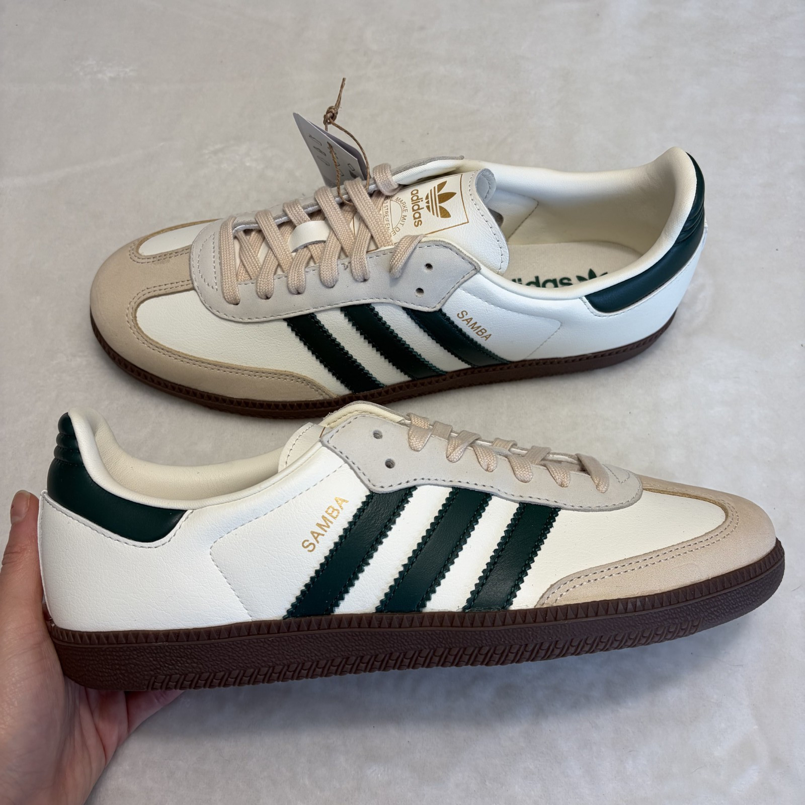 Adidas Samba OG Off White Collegiate Green Womens jr8843 – Size 10.5