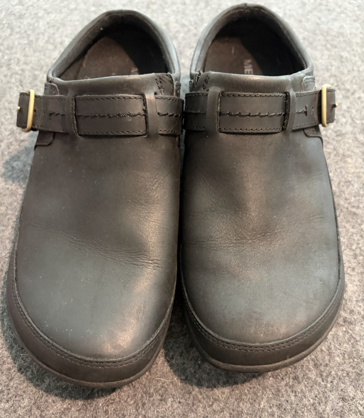 Merrell Encore Kassie Buckle Leather Mule Clog Women’s Size 7.5 Black