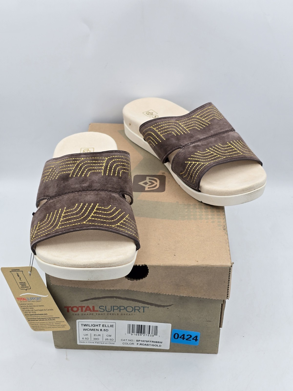 Spenco Women’s Twilight Ellie Slide Sandal F.Roast Gold – Sz 8.5 D – NIB