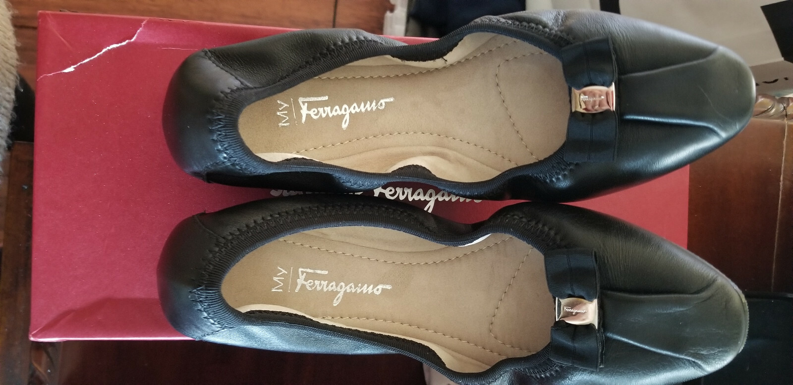$535 Ferragamo My Joy Black Leather Gold/Silver H/W 6/6.5/7/7.5/8/8.5/9/10 «M/C»