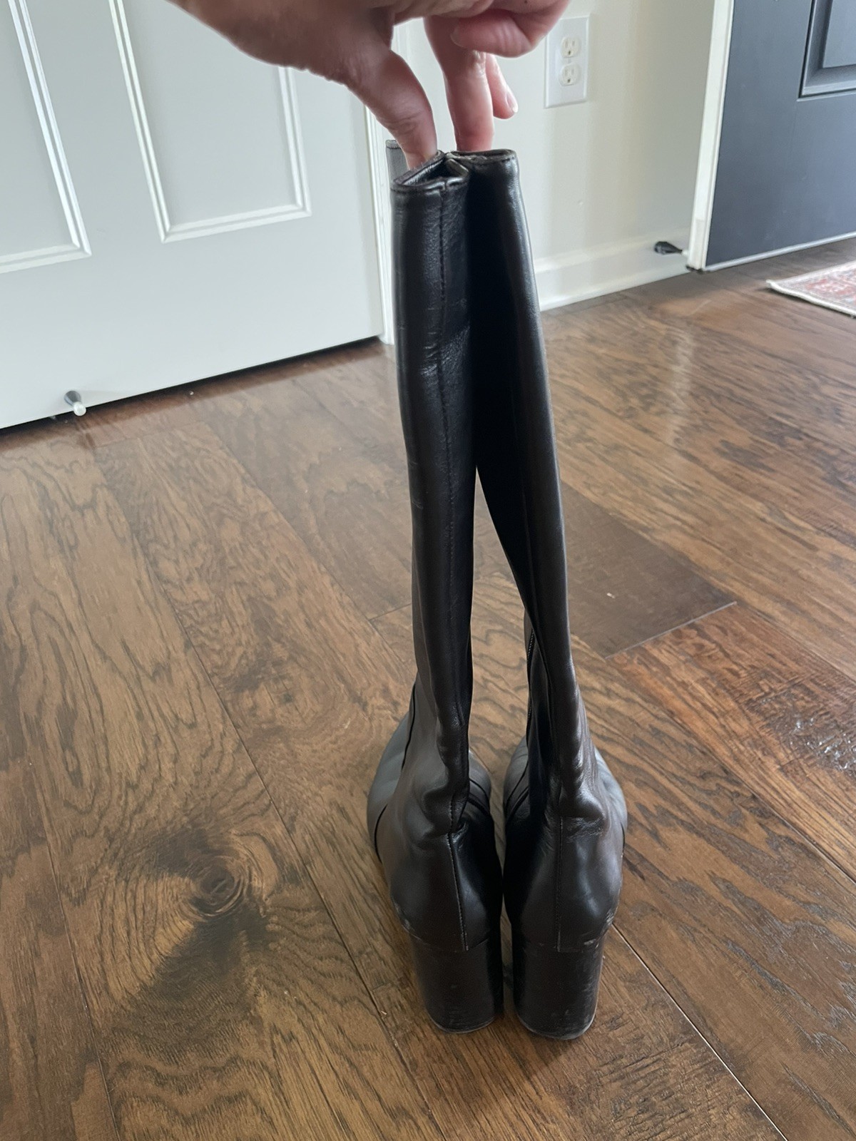 TARYN ROSE WOMENS BOOTS 19.5 in TALL STRETCH/ BLACK LEATHER ZIPPER