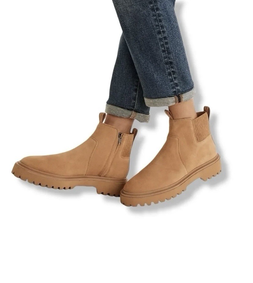 Madewell The Henry Lugsole Boot in Suede Sand Size 9 Chunky Fall