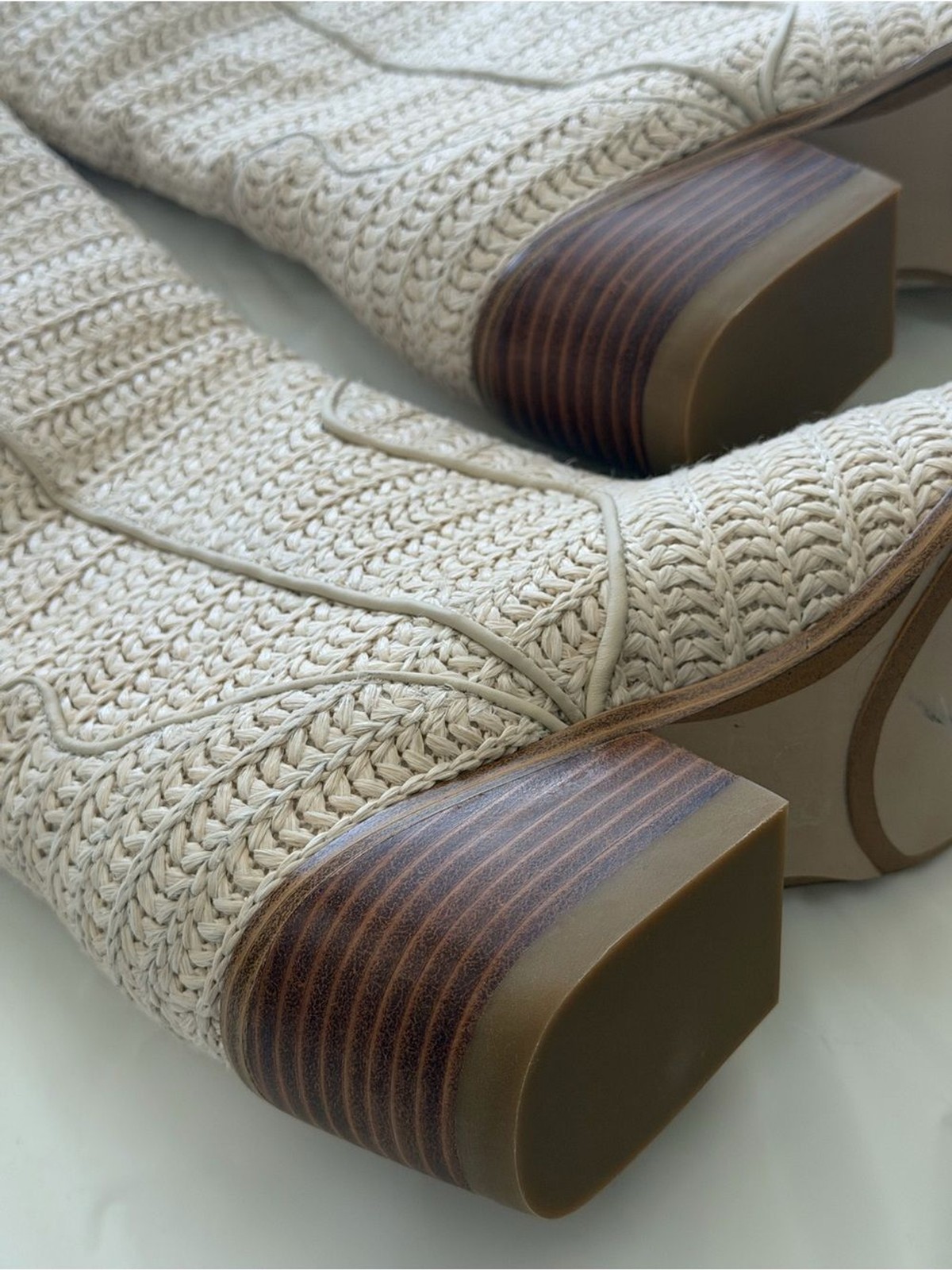 MIA Cream Knit Western Mid-Calf Boots