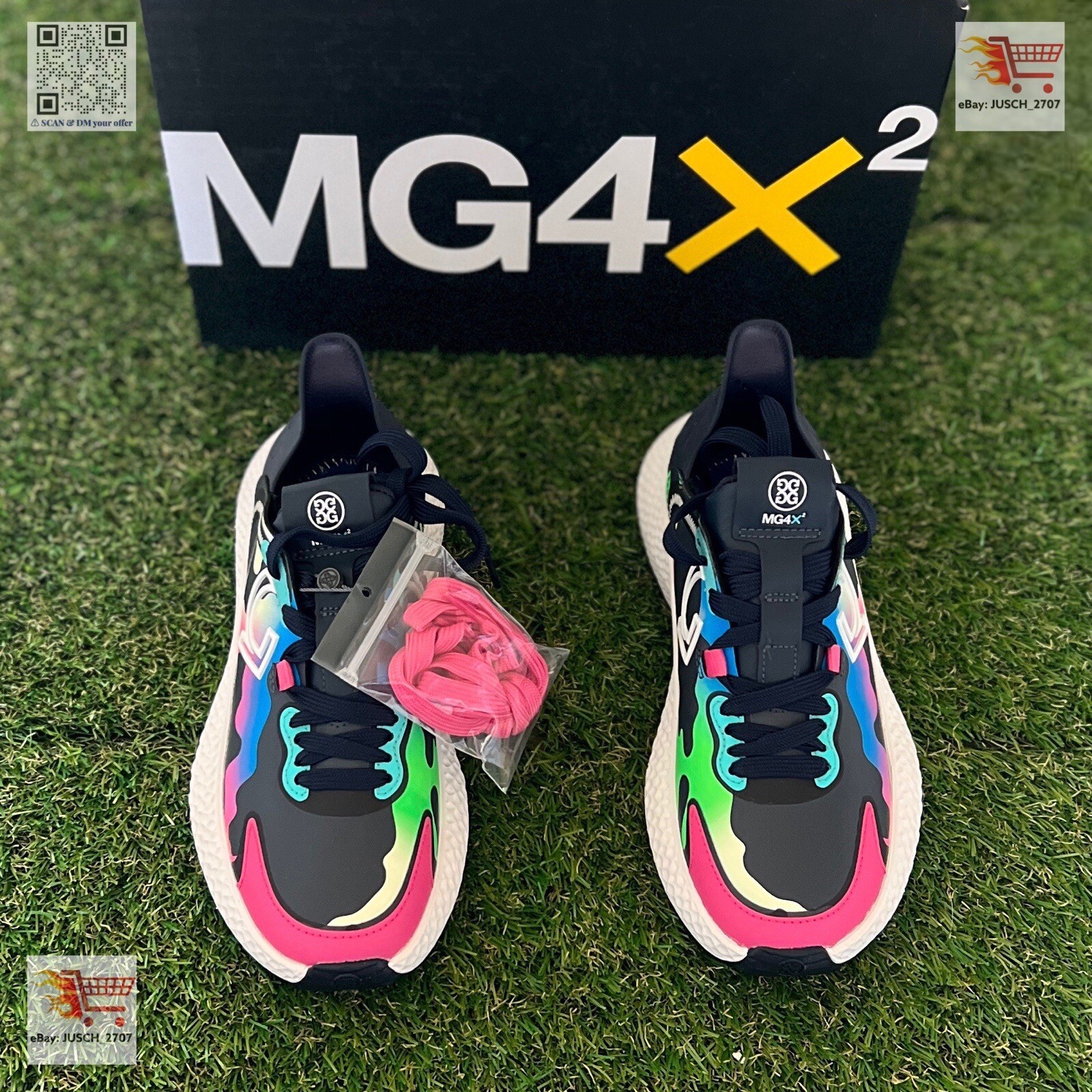 G/Fore GFORE MG4x2 Golf Rainbow Shoe Sneakers ⛳️ LADIES 7.5 ⛳️ Black Pink Camo