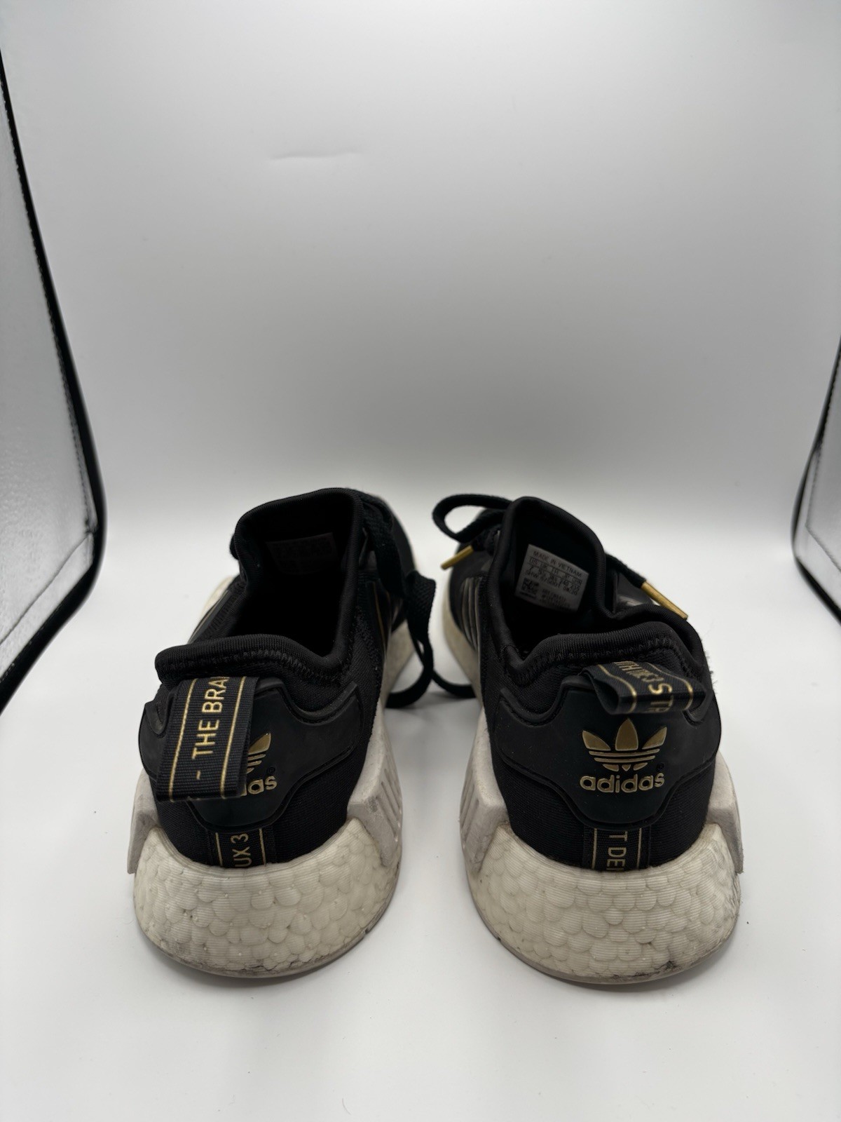 Adidas Shoes Womens 8 NMD R1 Running Sneakers Black Lace Up Athletic FW6433