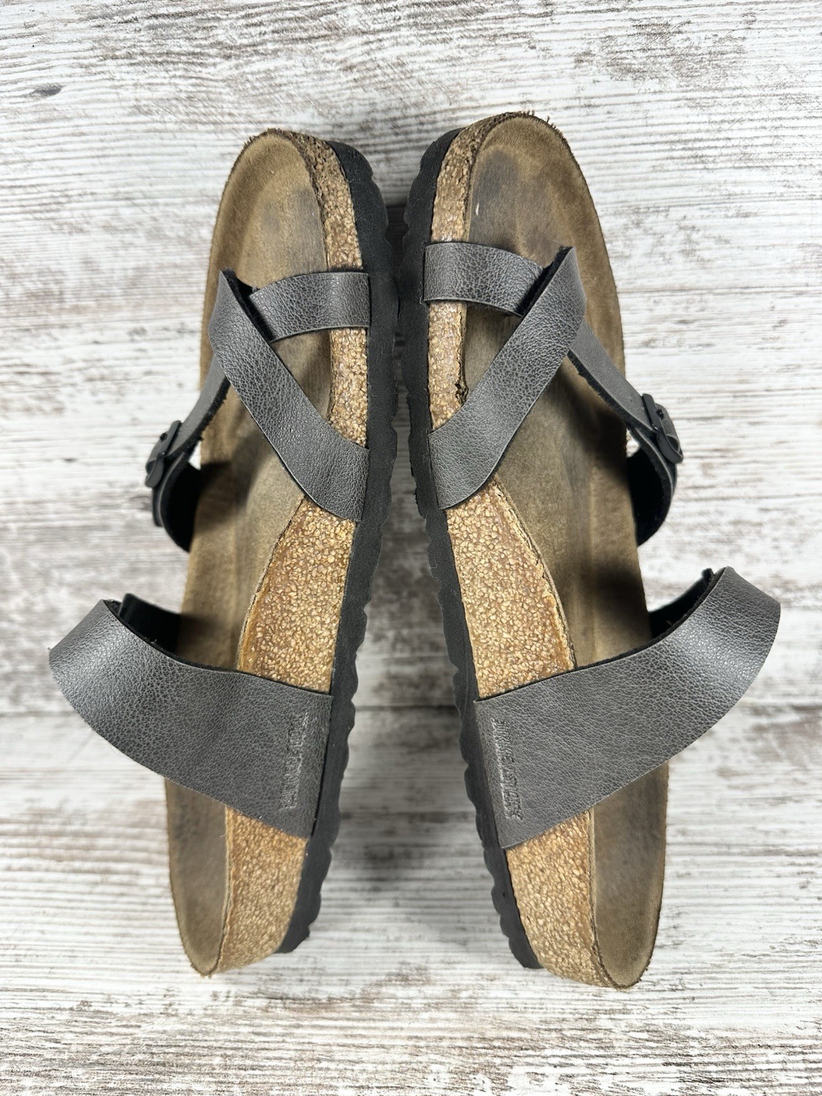 Women’s Birkenstock Mayari Birko-Flor Metallic Gray Sandals Sz EUR 39/US 8 EUC!