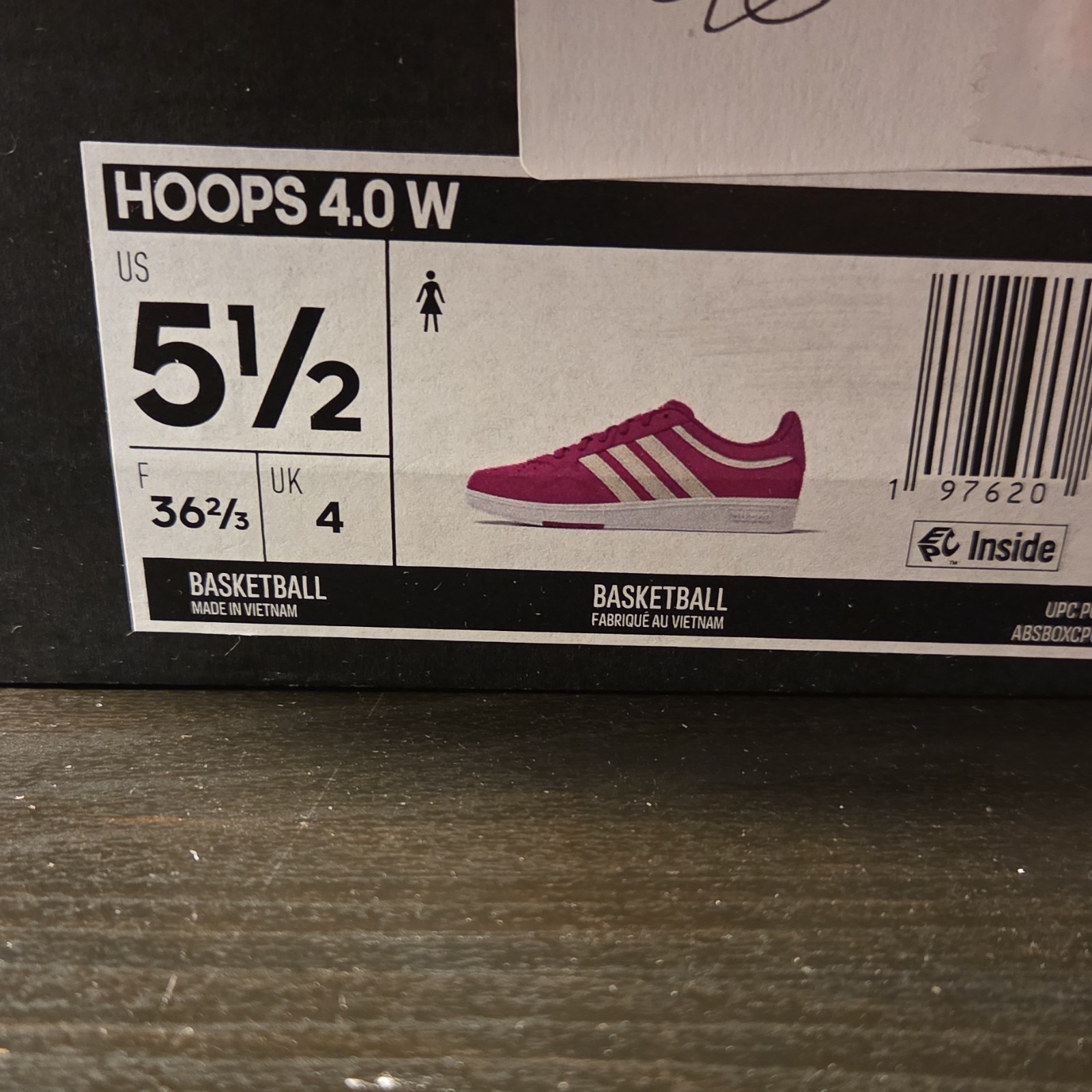 adidas Hoops 4.0 W Women’s White/Pink Low Top Lace-Up Sneakers JR6713
