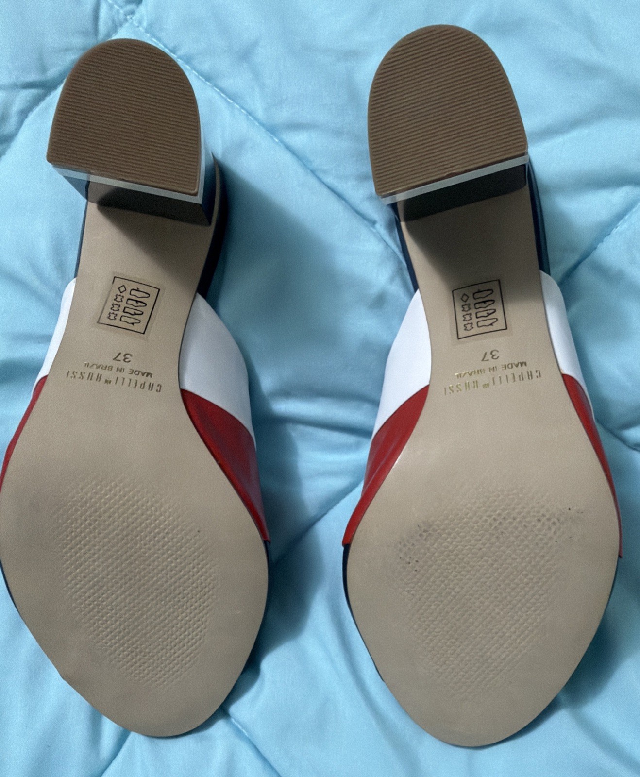 Capelli Rossi Brazil Women’s Size 37 (US 7.5) Navy Red White Slide Sandals NWT