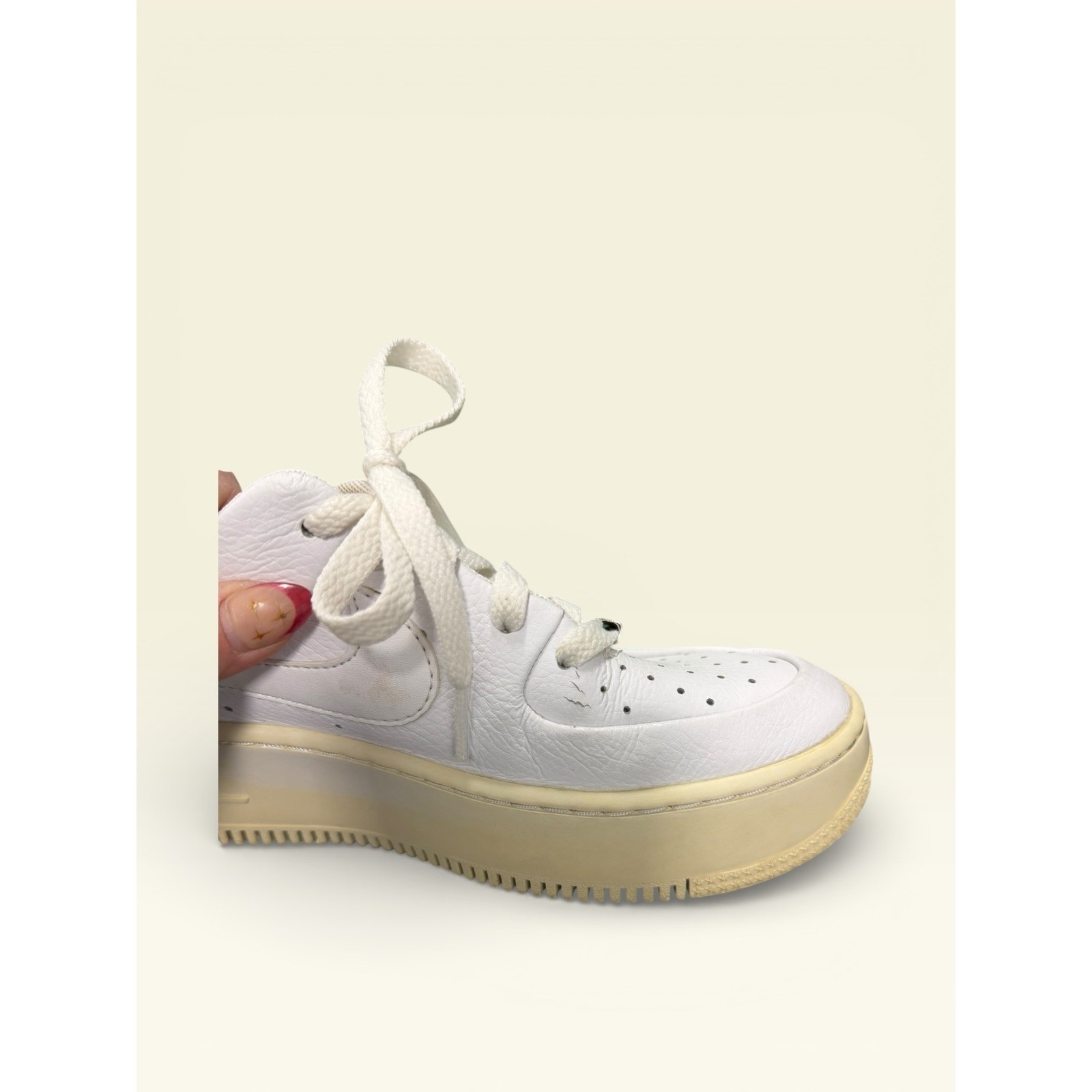 Nike Air Force 1 Sage Low Platform White Leather Sneakers Women Size 6.5