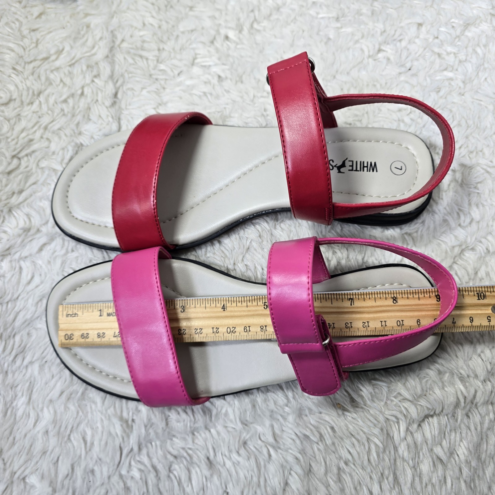 White Stag Sheila Sandals Lot Slides Flats Women’s 6.5 & 7 Pink Red Faux Leather