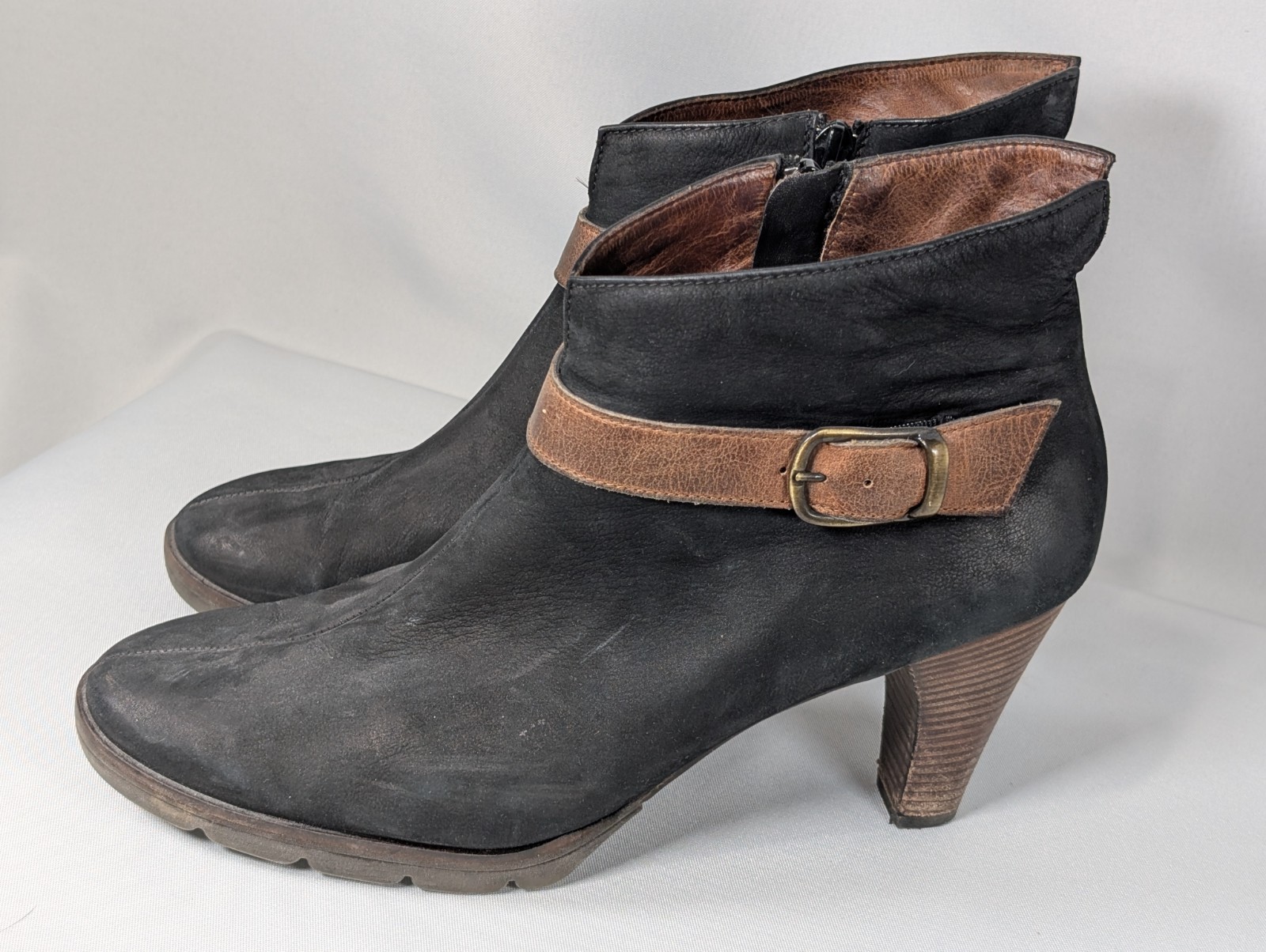 Paul Green Munchen – Womens Heeled Black Brown Leather Boots – Size US 11