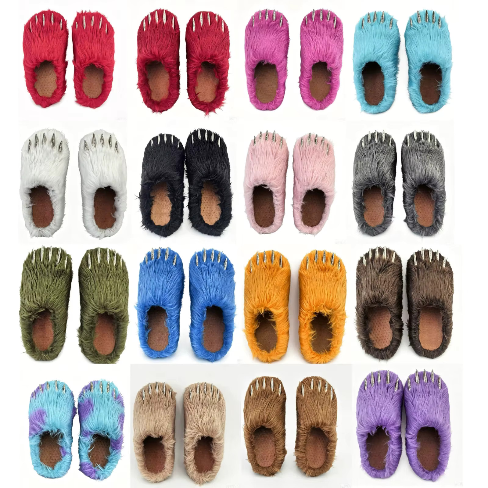 Fur Bear Claws Slides Custom Plush Mules Summer Sandals with Logo