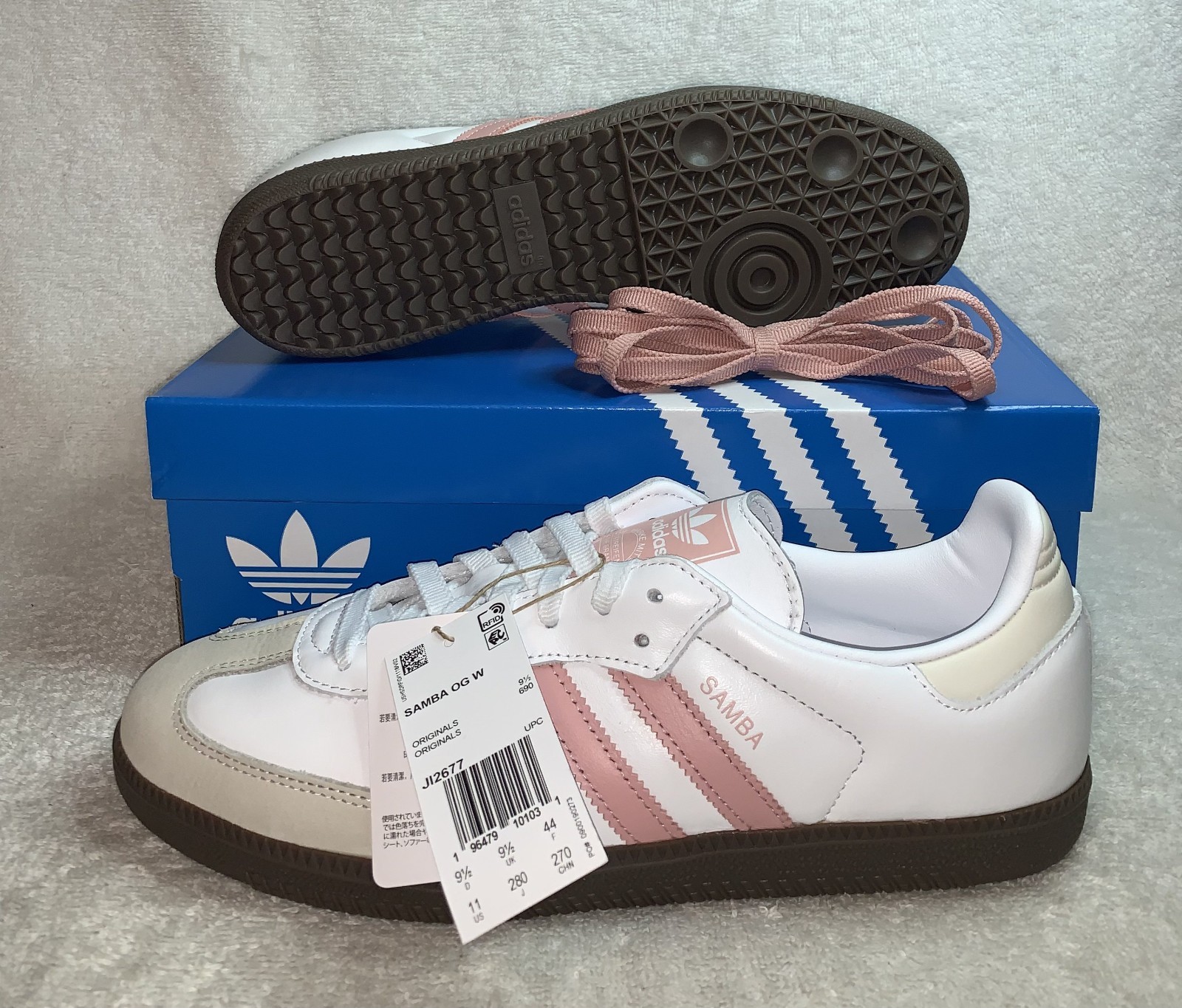 ADIDAS ORIGINALS SAMBA OG W CASUAL SNEAKERS WOMENS SZ 11 WHITE MAUVE JI2677 NIB