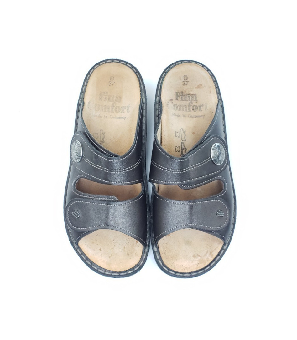 Finn Comfort Sansibar Womens Slide Sandals Gray Leather Comfort EU 37 US 6