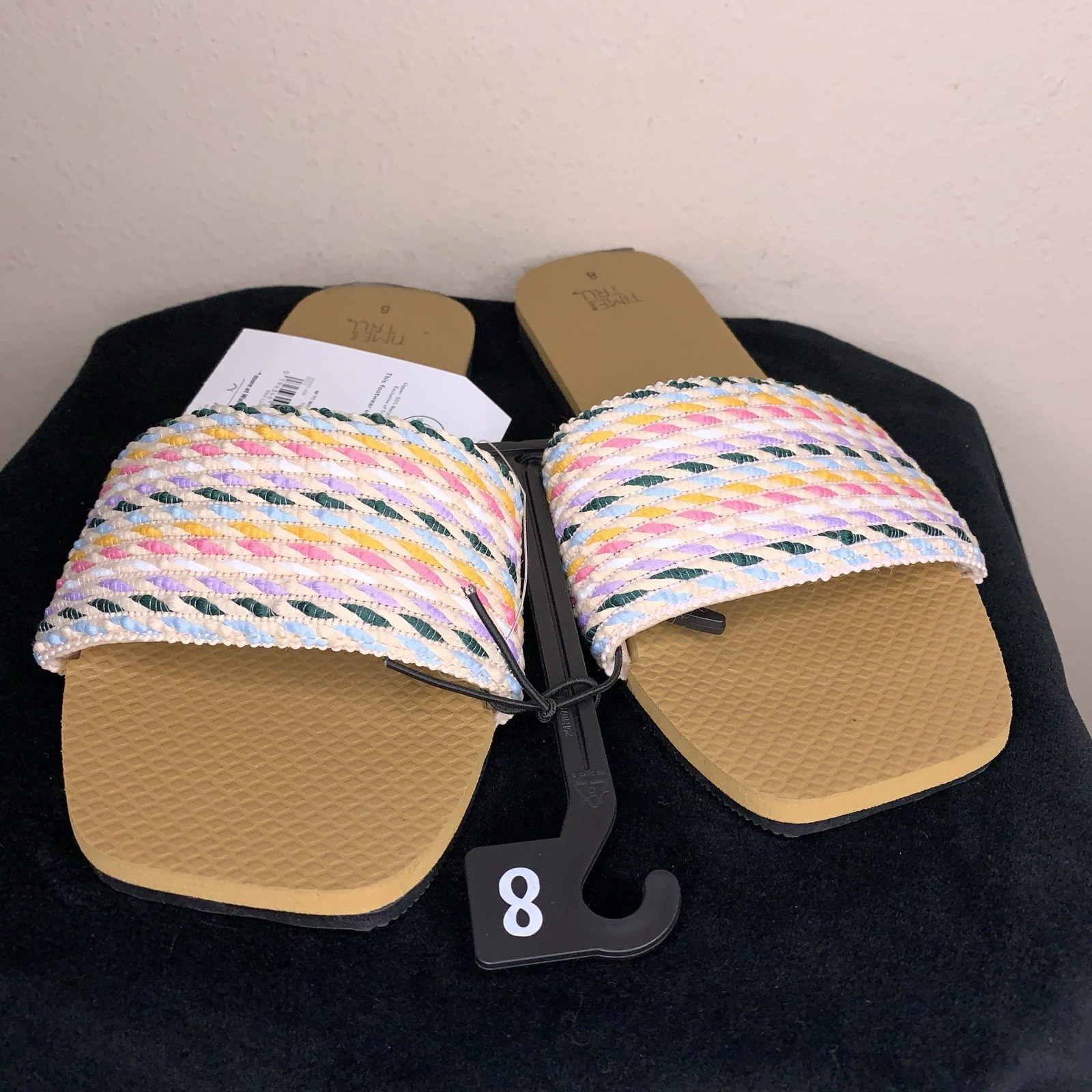 New Size 8 Slide Sandals Multicolored Tan Brown Womens Boho Bohemian Beach