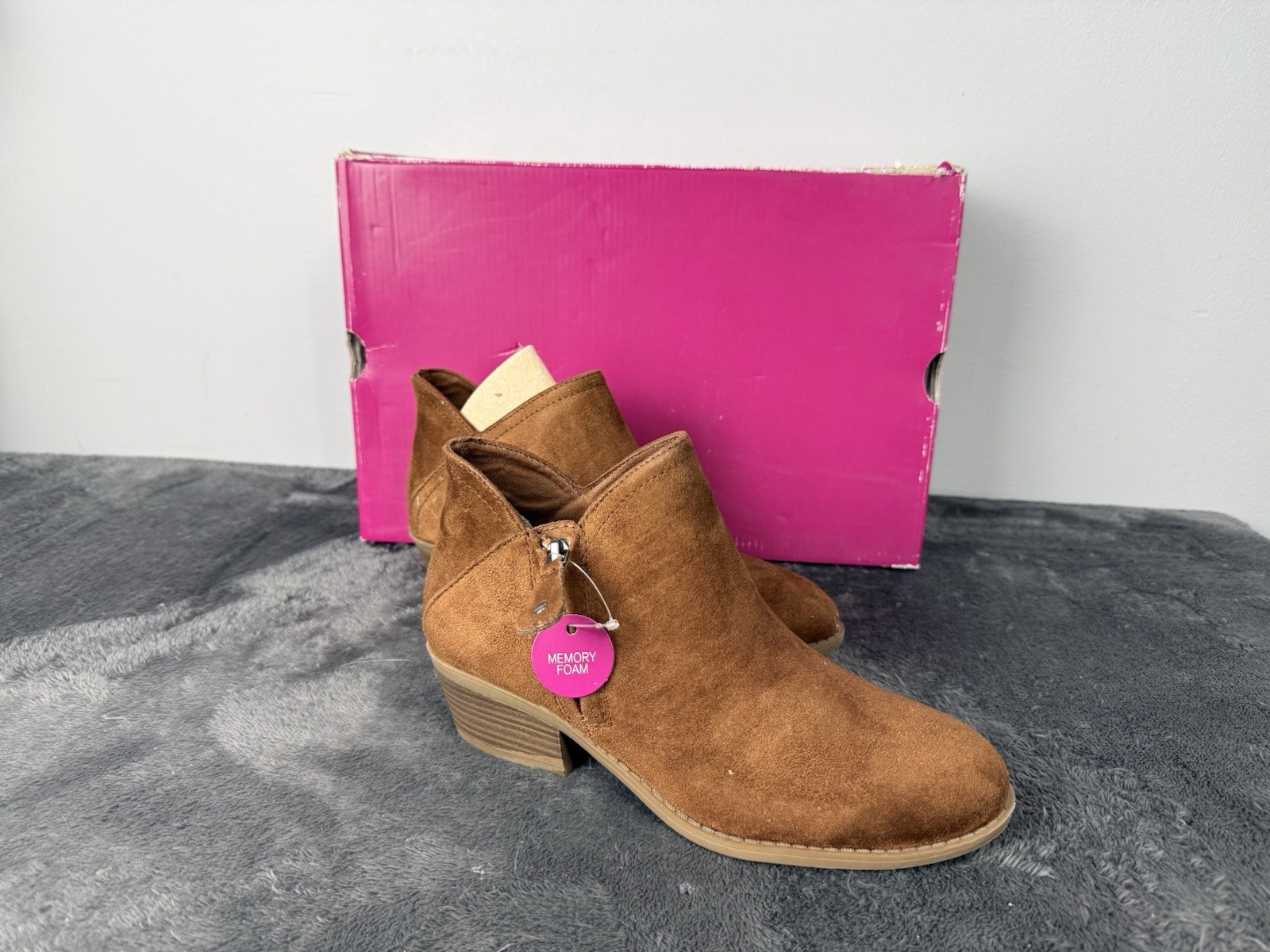 So Kohls 6.5 Women Angel Tan Brown Memory Foam Boots Shoes Suede Leather New