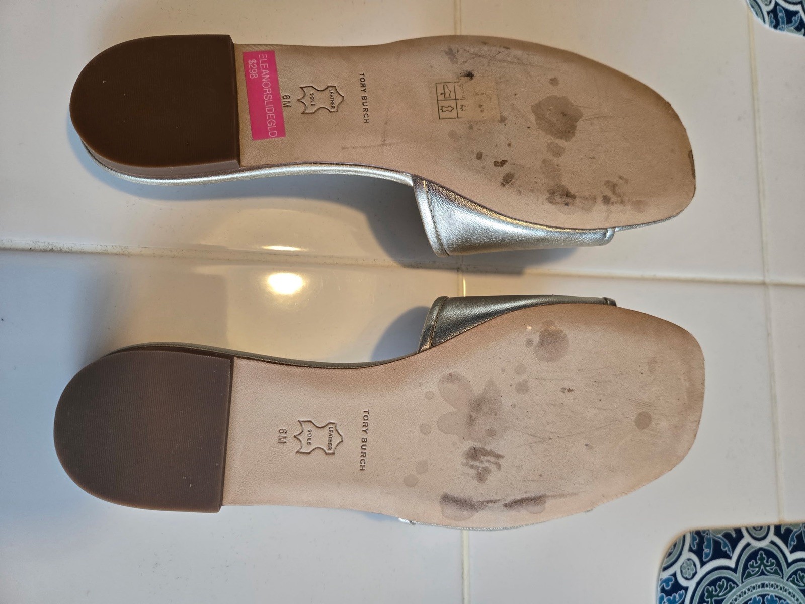 Tory Burch Eleanor Slide Metallic Sandals Size 6