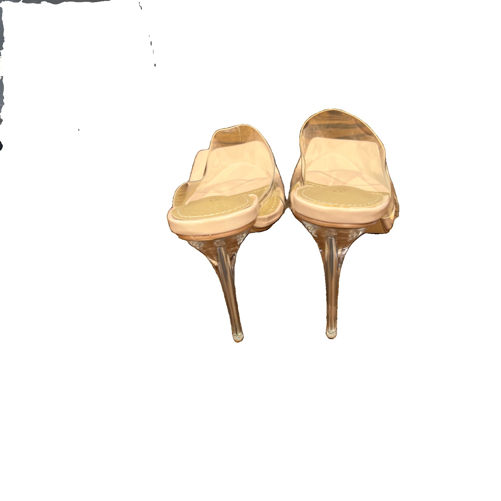 Fashion Nova Women’s Nude Clear Stiletto Square Toe Mule Heels 9 New