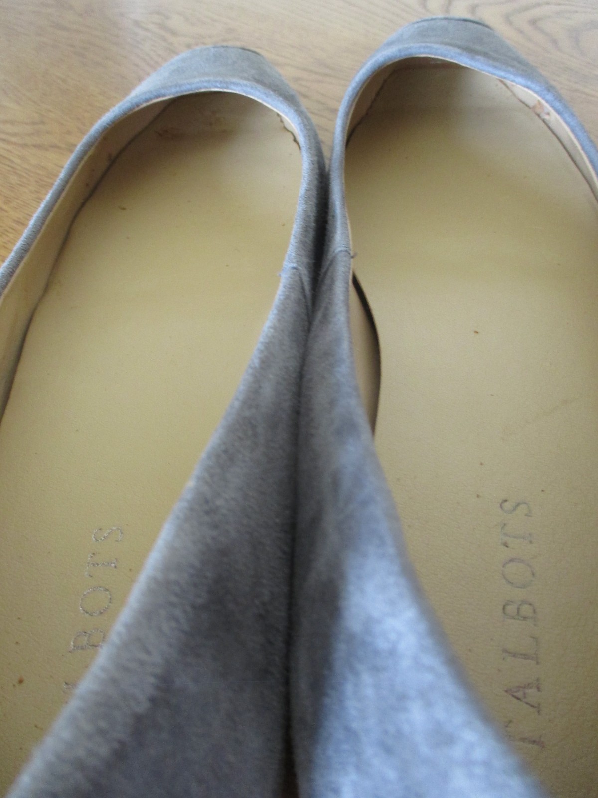 TALBOTS Women GRAY Suede Leather BALLET Pointe Flats SHOES Square Toes 9.5M
