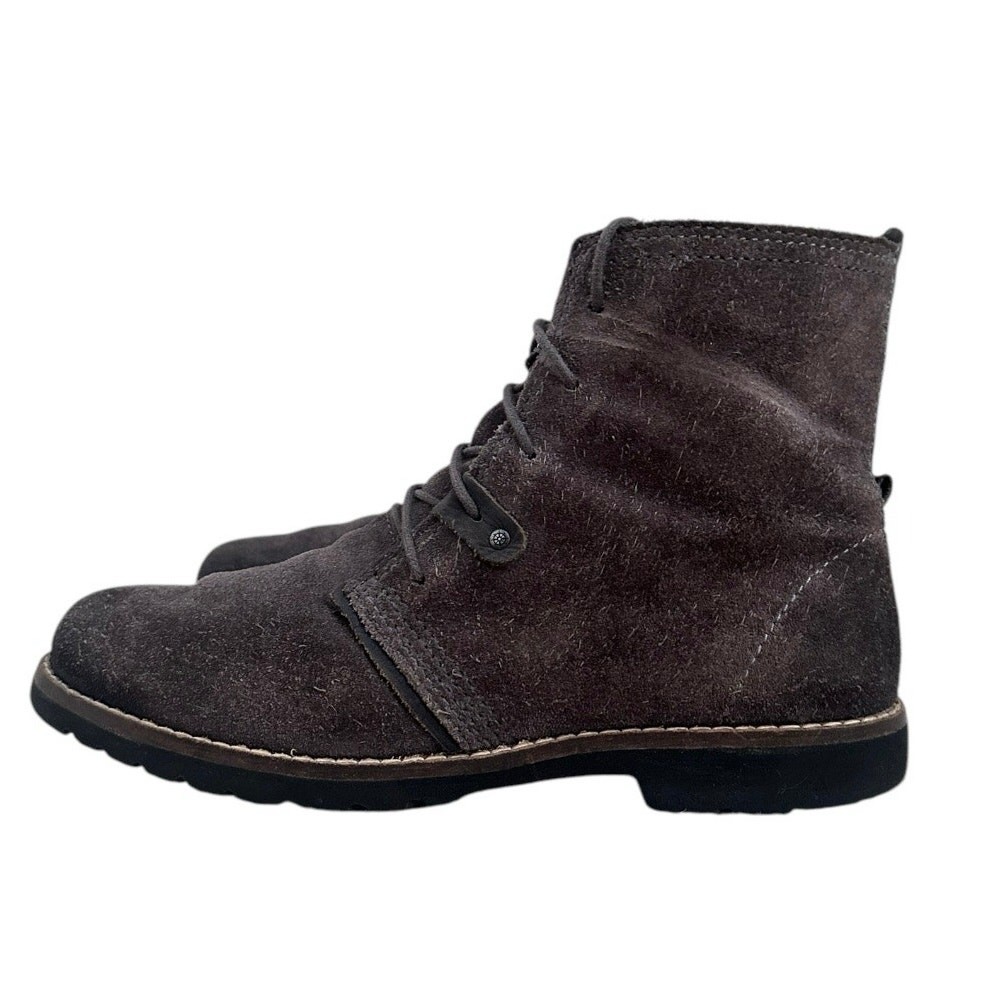 Bussola Keely Kalahari Silk Suede Ankle Boots Charcoal Gray EU 41 US 10 Combat