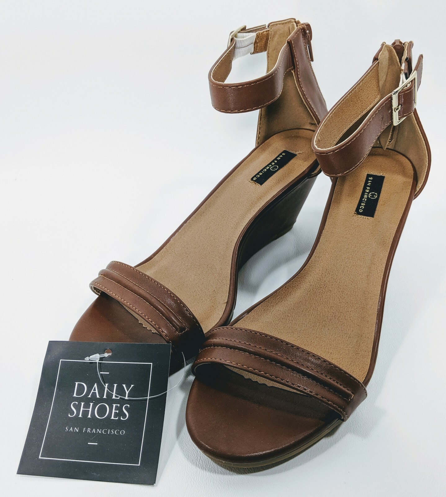 Daily Shoes Womens Wendy 18 Brown Wedge Zip Back Size 9