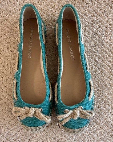 FRANCO SARTO Wells2 Women’s Turquoise Fabric Espadrilles Slip On Flats 6.5