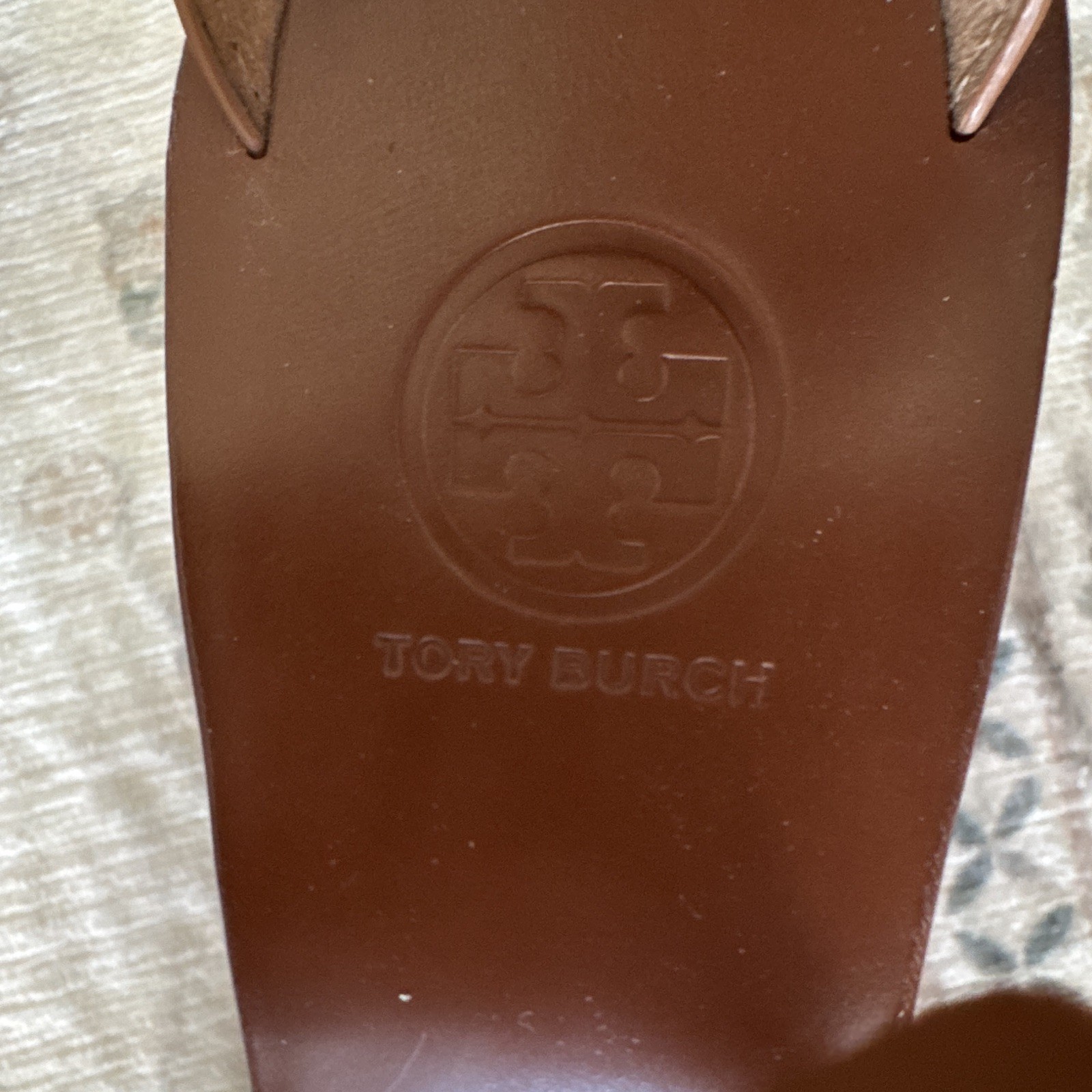 Tory Burch Leather Wedge Thong Sandals Ankle Strap Brown Tan Size 7M EUC