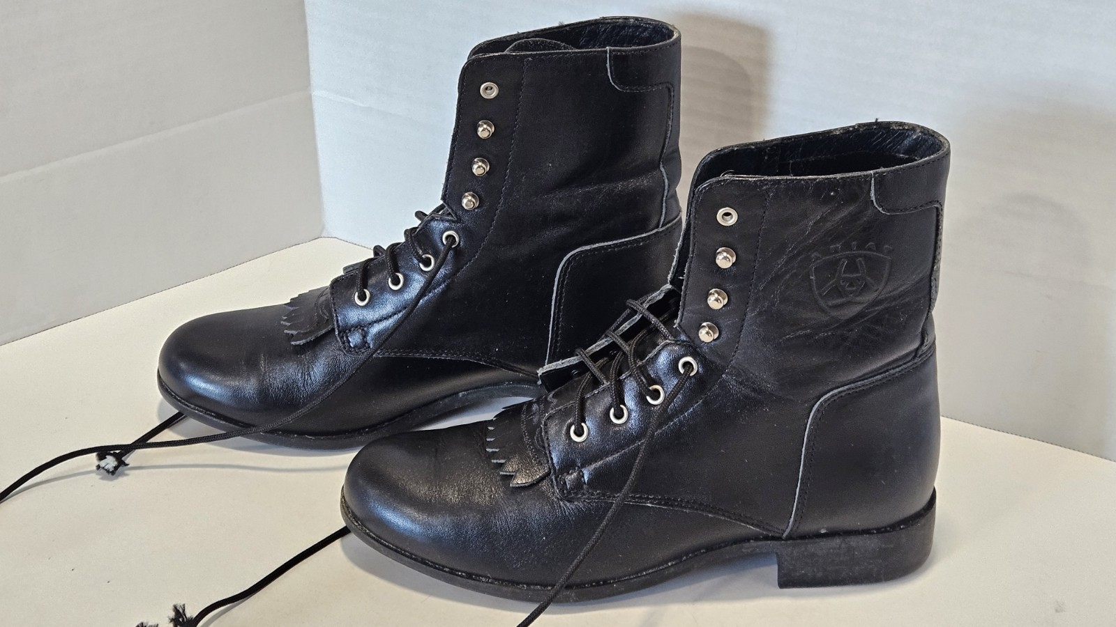 Ariat ATS Advanced Torque Stabilizer Black Leather Kiltie Boots Womens Size 8 US
