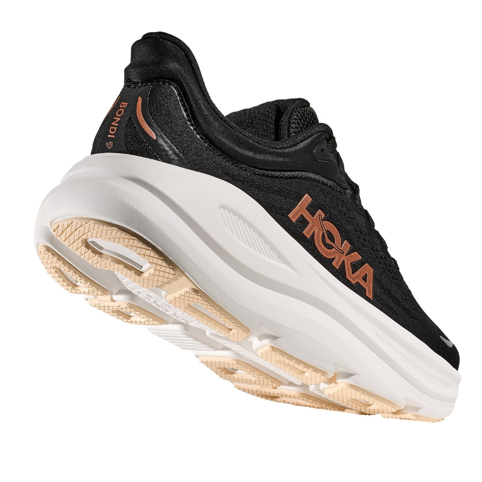 HOKA Bondi 9 Road-Running Shoes – Women’s, Color Black-Rose Gold, Brand New