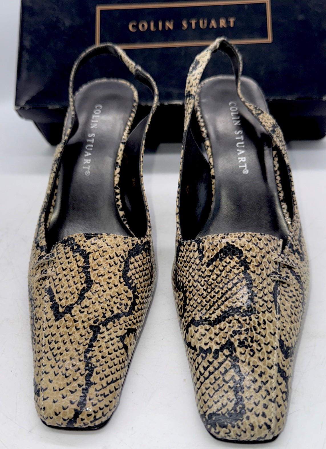 Colin Stuart Leather Ankle Strap Animal Print Square Toe Size 7 New