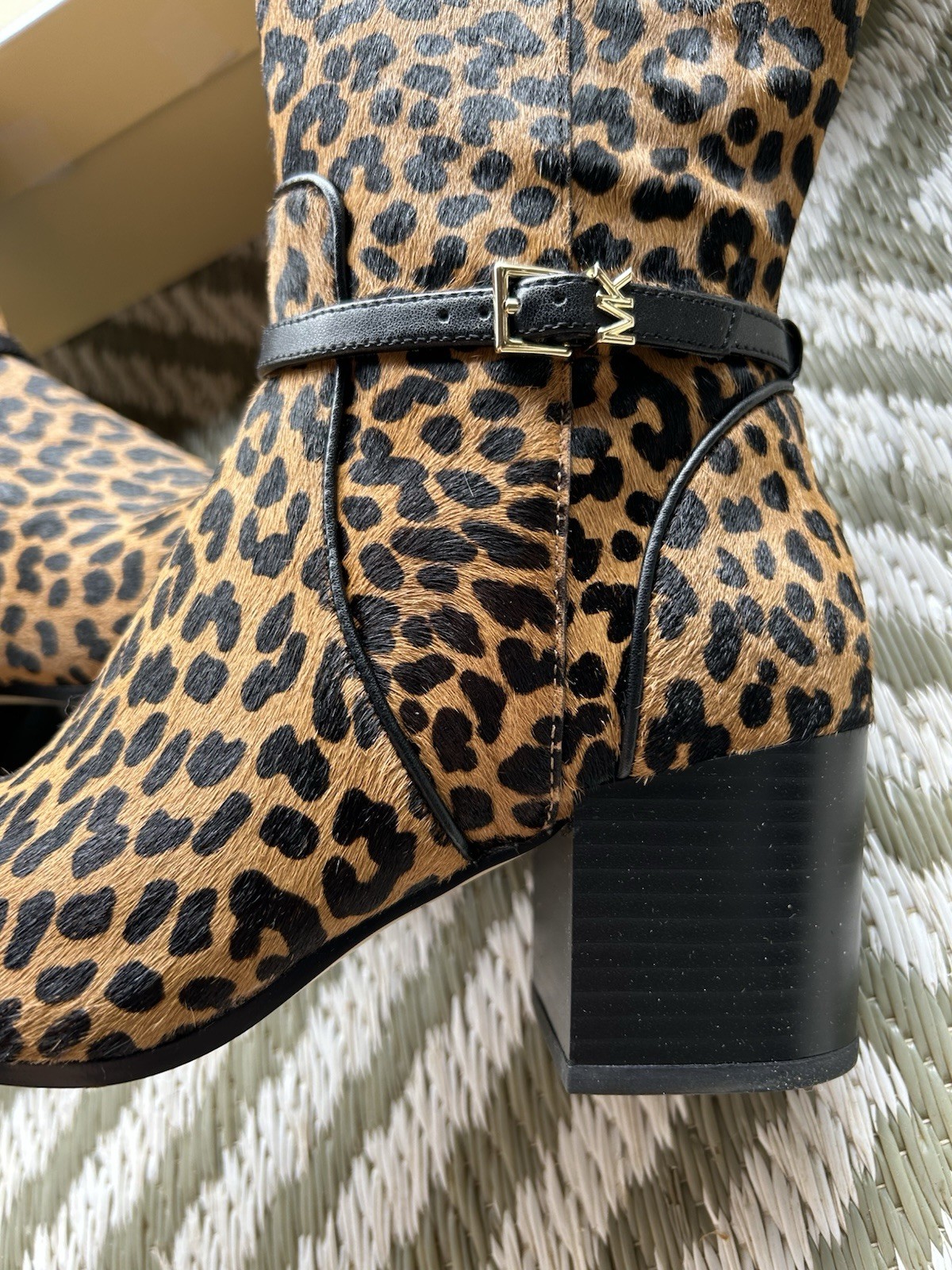$395 NEW MICHAEL KORS 6 Ella Leopard Print Calf Hair Tall Boots REAL COW FUR