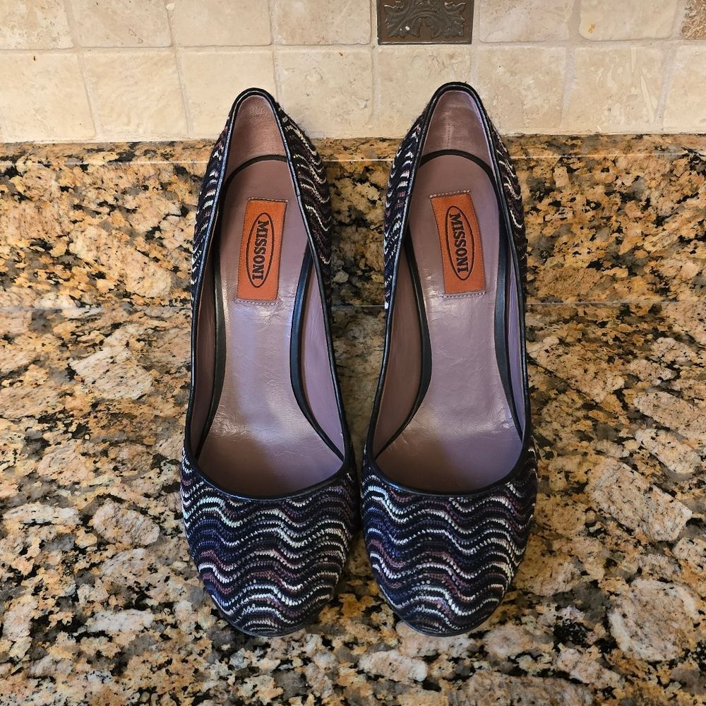Missoni Orange Label Multi Color Cuoio Italian Round Toe Pumps – 38 – US 7 1/2