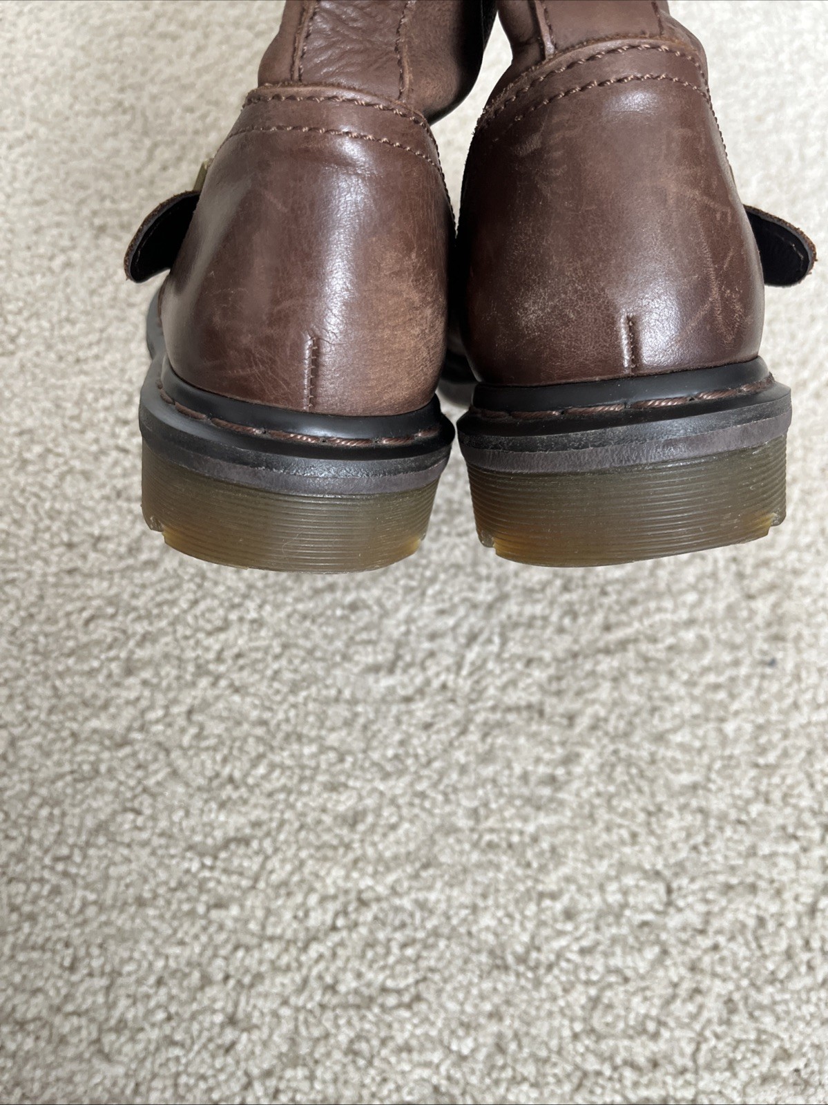 Dr. Martens Meg Biker Leather Ankle Boots Brown US 7 EU 38 Moto Grunge