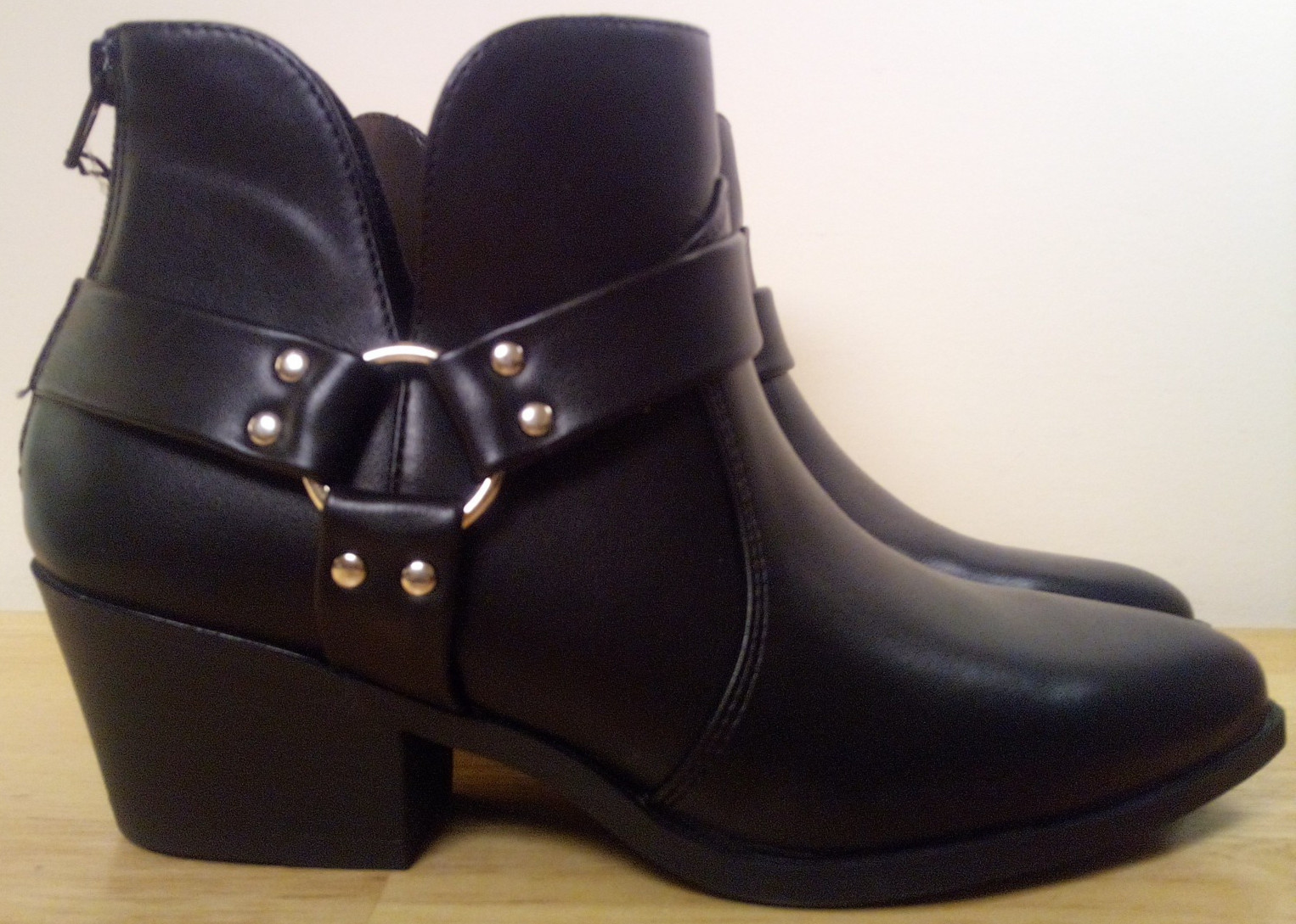 NWT Time and Tru Women’s Harness Ankle Boots Faux Leather Black Sizes 8 & 8.5