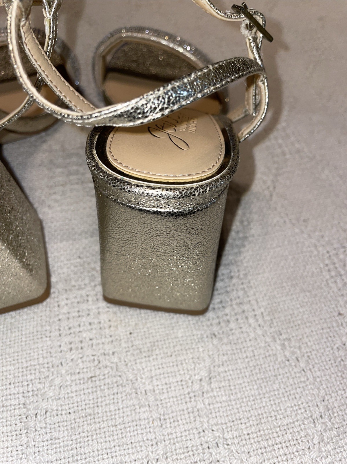 Badgley Mischka Dressy Heels Womens Size 6 M Gold Faux Jewels Business Formal