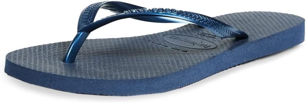 HAVAIANAS SLIM WOMEN’S NAVY BLUE FLIP FLOPS SANDALS US SIZE 7 / 8 NEW